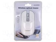 Mouse; white,silver; USB A; wireless,optical; DPI change button GEMBIRD