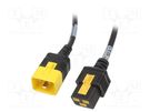 Cable; 3x1.5mm2; IEC C19 female,IEC C20 male; PVC; 1m; black; 16A SCHURTER