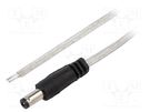 Cable; 2x0.5mm2; wires,DC 5,5/2,1 plug; straight; transparent; 2m BQ CABLE
