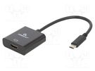 Adapter; HDMI 1.4,USB 3.1; HDMI socket,USB C plug; 0.15m; black GEMBIRD