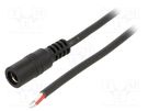 Cable; 2x0.5mm2; wires,DC 5,5/2,1 socket; straight; black; 1.5m BQ CABLE