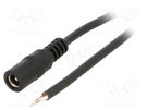 Cable; 2x0.5mm2; wires,DC 5,5/2,5 socket; straight; black; 2m BQ CABLE
