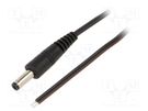 Cable; 2x0.35mm2; wires,DC 4,8/1,7 plug; straight; black; 1.5m WEST POL
