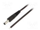 Cable; 2x0.35mm2; wires,DC 4,8/1,7 plug; straight; black; 0.5m WEST POL