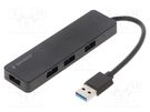 Hub USB; USB A socket x4,USB A plug; USB 3.1; with switch; black GEMBIRD
