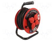 Extension lead; 3x2.5mm2; 20m; rubber; black; Sockets no: 4; reel KEL