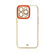 Fashion Case for iPhone 12 Gold Frame Gel Cover Red, Hurtel