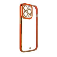 Fashion Case for iPhone 12 Pro Max Gold Frame Gel Cover Red, Hurtel