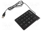 Keyboard; black; USB A; numeric,wired; 1.45m GEMBIRD