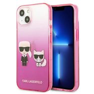 Karl Lagerfeld Gradient Ikonik Karl&amp;Choupette Case for iPhone 13 mini - Pink, Karl Lagerfeld