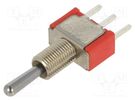 Switch: toggle; Pos: 3; SP3T; ON-OFF-(ON); 2A/250VAC; 5A/28VDC; THT E-SWITCH