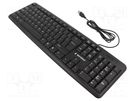 Keyboard; black; USB A; wired,US layout; 1.5m GEMBIRD