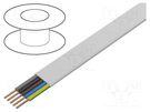 Wire; YDY; 5G1.5mm2; flat; solid; Cu; PVC; white; 450V,750V; 100m ELEKTROKABEL