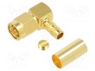 Plug; SMA; male; angled 90°; 50Ω; soldering,crimped; for cable AMPHENOL RF