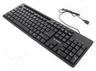 Keyboard; black; USB A; wired,US layout; tablet/smartphone stand GEMBIRD