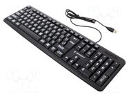 Keyboard; black; USB A; wired,US layout; big letters; 1.5m GEMBIRD