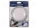 Security wire; silver; Features: key protection; 1.8m GEMBIRD