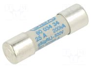 Fuse: fuse; 25A; 600VAC; gRL,gS; ceramic,cylindrical; 10.3x38mm SIBA