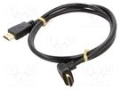 Cable; HDCP 2.2,HDMI 2.0; HDMI plug,HDMI plug 90°; PVC; 1m; black Goobay