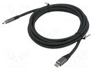 Cable; USB 3.2; USB C plug,both sides; 2m; white-black; 20Gbps ART