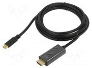 Adapter; HDMI 1.4; HDMI plug,USB C plug; 1.8m; black; Cu ART