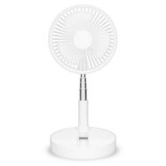 Portable flexible table and 20cm pedestal fan with Li-ion battery White