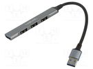 Hub USB; USB A socket x4,USB A plug; USB 3.0; PnP; grey; 5Gbps LOGILINK