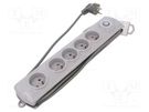 Plug socket strip: protective; Sockets: 5; 230VAC; 10A; grey QOLTEC
