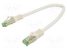 Patch cord; S/FTP; Cat 8.1; stranded; Cu; LSZH; white; 0.25m; 26AWG Goobay