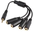 ADAPTOR LEAD, 3.5MM STEREO JACK, 1 TO 4