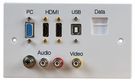 WALLPLATE, 2G, HDMI/VGA/USB B/AV/RJ45