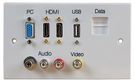 WALLPLATE, 2G, HDMI/VGA/USB A/AV/RJ45
