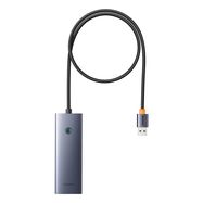 Sakabinātājs USB-A uz USB 3.0 4 porti + USB-C barošanas ports 50 cm, pelēks