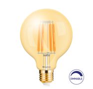 LED spuldze E27 230V G95 6W 540lm, FILAMENTS, dzintara balta 2200K, regulējama