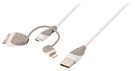 3-in-1 Sync and Charge Cable USB-A Male - Micro B Male 1.00 m White + 30-Pin Dock Adapter / Lightning Adapter