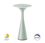 Uzlādējama galda lampa TOWER, 3W, 300lm, IP44, ar uzlādes staciju, 2600mAh, olīvu zaļa