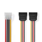 Internal Power cable | Molex Male | 2x SATA 15-Pin Female | Gold Plated | 0.15 m | Round | PVC | Multi Colour | Box