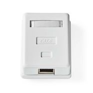 Network Wall Box | Surface Mount | 1 port(s) | STP CAT6 | Straight | Female | Gold Plated | PVC | White | Box