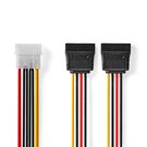 Internal Power cable | Molex Male | 2x SATA 15-Pin Female | Gold Plated | 0.15 m | Round | PVC | Multi Colour | Envelope