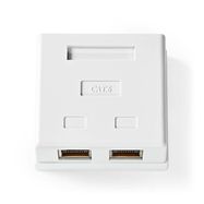 Network Wall Box | Surface Mount | 2 port(s) | STP CAT6 | Straight | Female | Gold Plated | PVC | White | Envelope