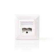 Network Wall Box | Flush Mount | 2 port(s) | CAT5e | Straight | Female | Gold Plated | PVC | White | Envelope