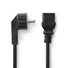 Power Cable | Plug with earth contact male | IEC-320-C19 | Angled | Straight | Nickel Plated | 2.00 m | Round | PVC | Black | Box
