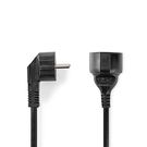 Power Cable | Plug with earth contact male | Plug with earth contact female | Angled | Straight | Nickel Plated | 2.00 m | Round | PVC | Black | Label
