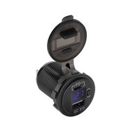 Uzmontējams automašīnas lādētājs 12-24V USB + USB-C QC3.0 PD ar sprieguma indikatoru