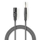Balanced Audio Cable | XLR 3-Pin Male | 6.35 mm Male | Nickel Plated | 3.00 m | Round | PVC | Dark Grey | Carton Sleeve