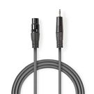Balanced Audio Cable | XLR 3-Pin Male | 3.5 mm Male | Nickel Plated | 1.50 m | Round | PVC | Dark Grey | Carton Sleeve