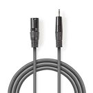 Balanced Audio Cable | XLR 3-Pin Male | 3.5 mm Male | Nickel Plated | 3.00 m | Round | PVC | Dark Grey | Carton Sleeve