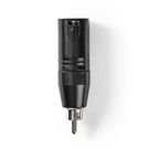 XLR Adapter | XLR 3-Pin Male | RCA Male | Nickel Plated | Straight | Metal | Black | 1 pcs | Polybag