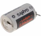 Litija baterija 1/2AA 3V 900mAh 14,5x25mm lodējama Sanyo 2pin