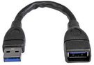USB CABLE, 3.0A PLUG-A RCPT, 150MM